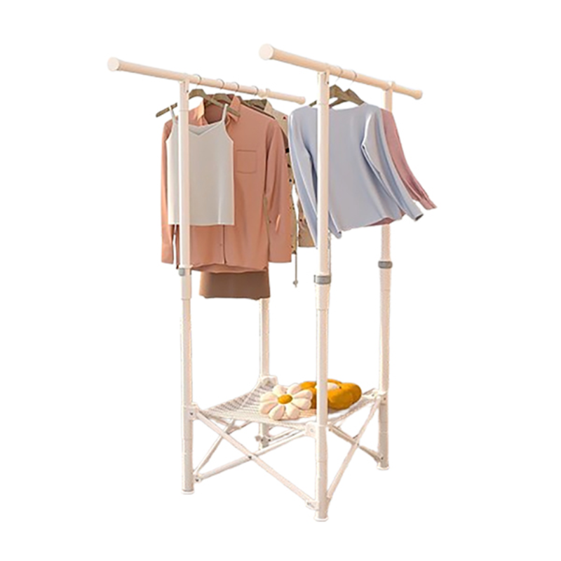 免組裝雙桿收納曬衣架｜ 附網 Telescopic rods