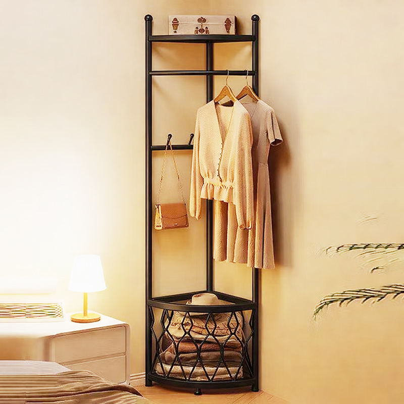  三層轉角收納衣帽掛衣架｜網籃款  Corner-3