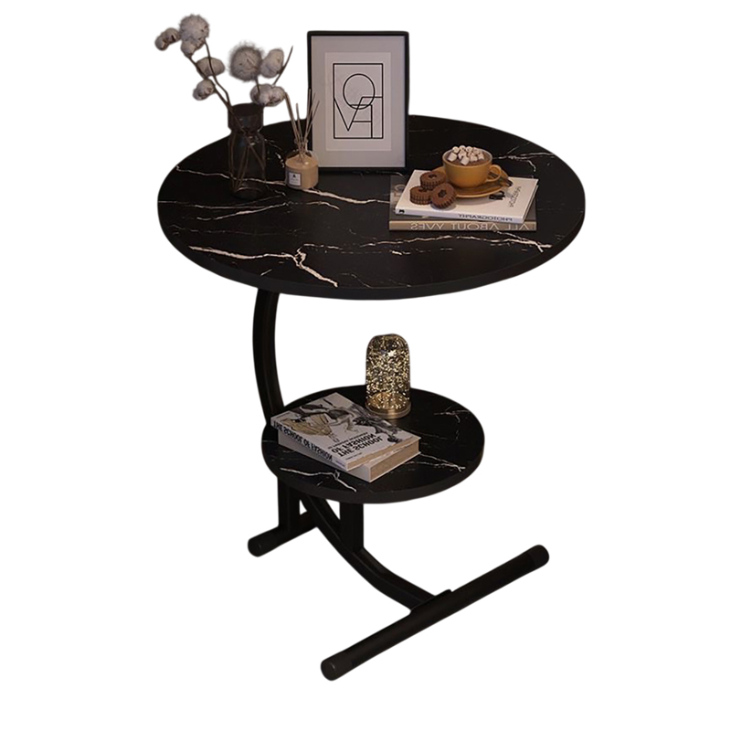 墨岩日月圓邊几桌｜雙層   