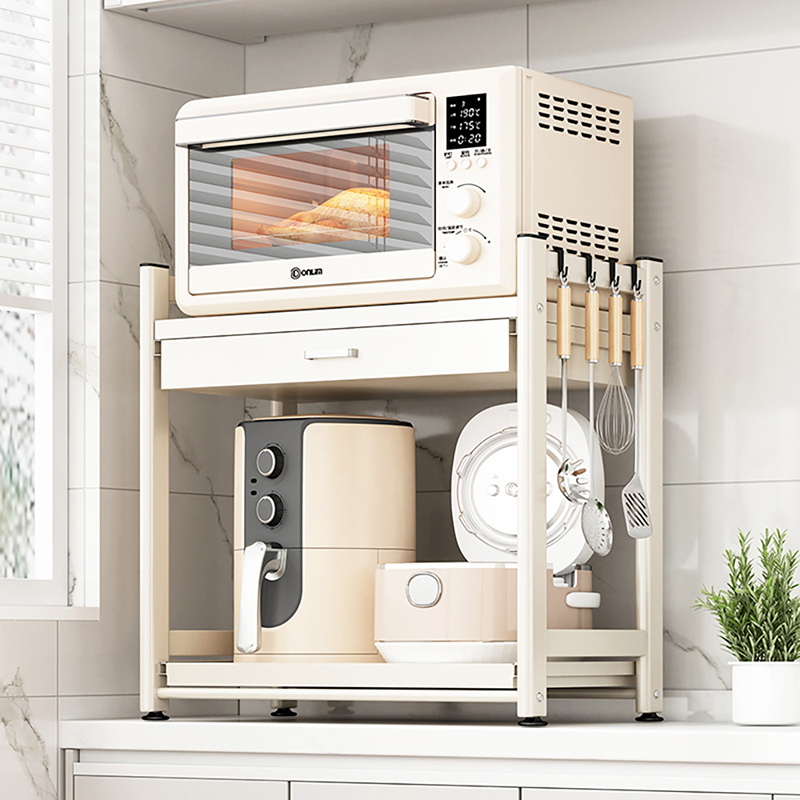 微波爐收納置物架｜一抽屜一拉板   W52-57-03