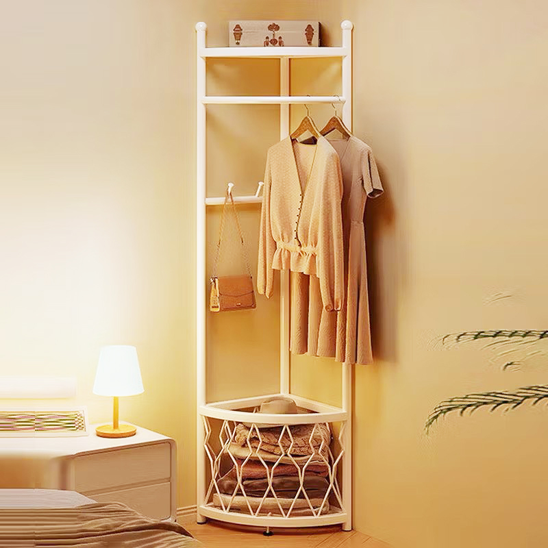  三層轉角收納衣帽掛衣架｜網籃款  Corner-3