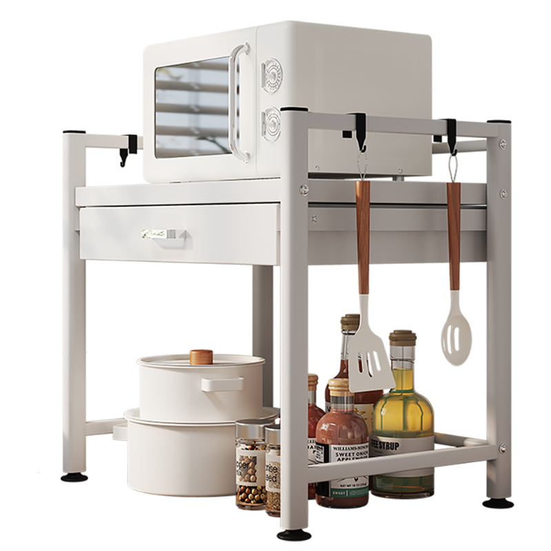 微波爐收納置物架｜一抽屜滾輪式  W52-57-02