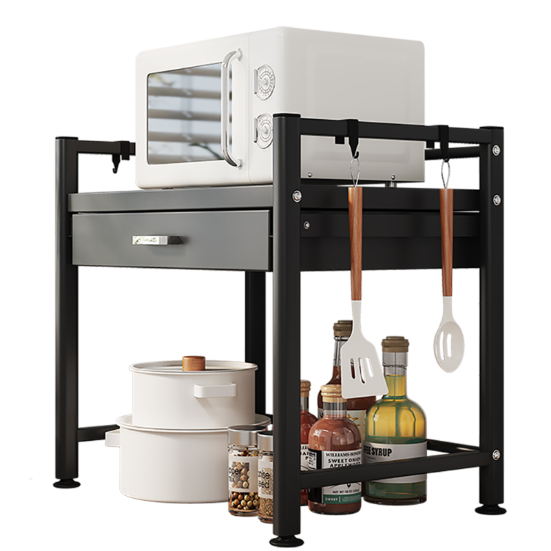 微波爐收納置物架｜一抽屜滾輪式  W52-57-02