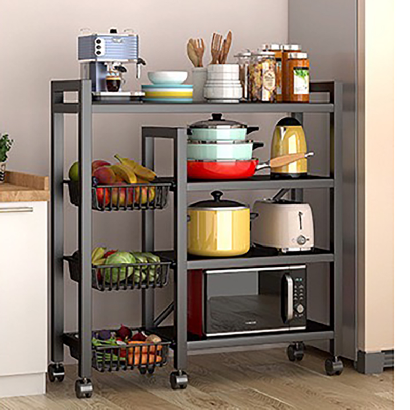 網籃落地式置物架｜四板三籃抽拉  4-racks