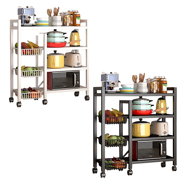 網籃落地式置物架｜四板三籃抽拉  4-racks