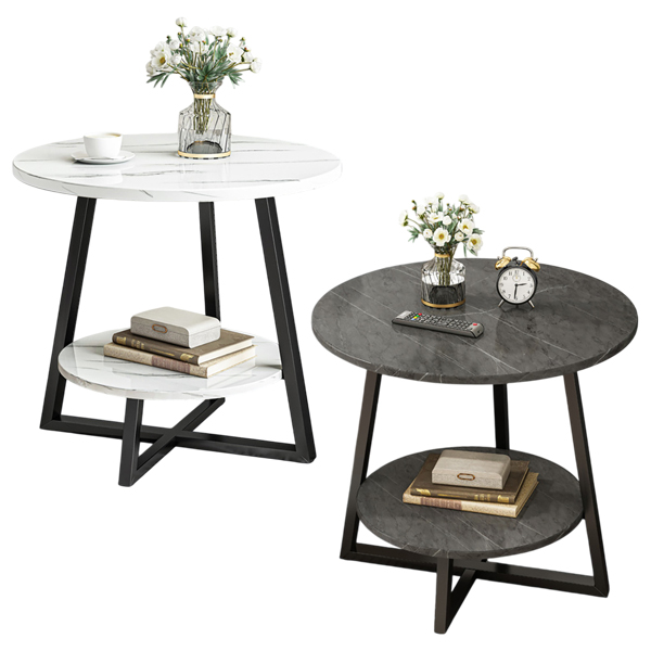 北歐風圓邊邊几桌｜雙層   