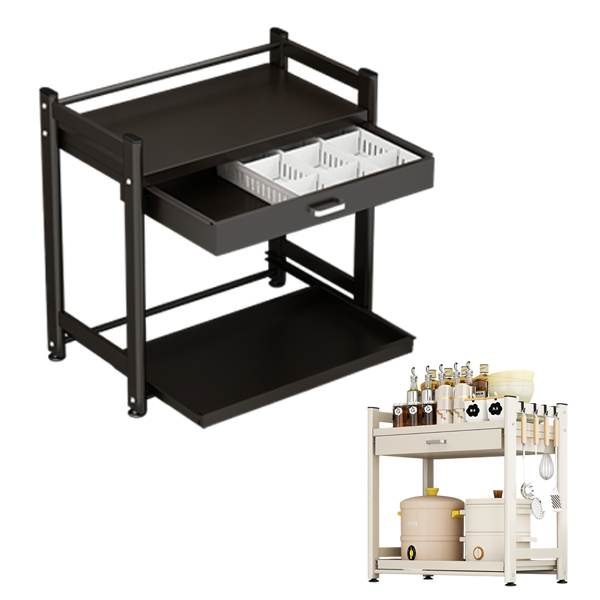 微波爐收納置物架｜一抽屜一拉板   W52-57-03